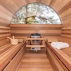 Barrel Sauna with Half Moon Window