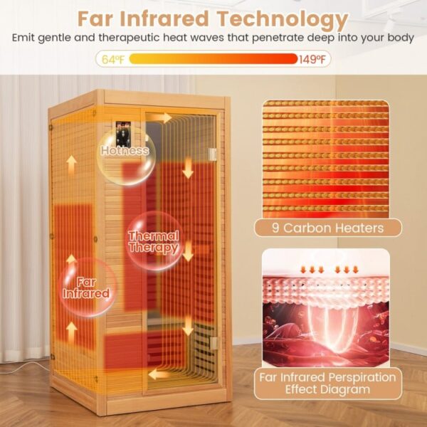 1 Person - Far Infrared Sauna - Canadian Hemlock with Chromotherapy - Image 3