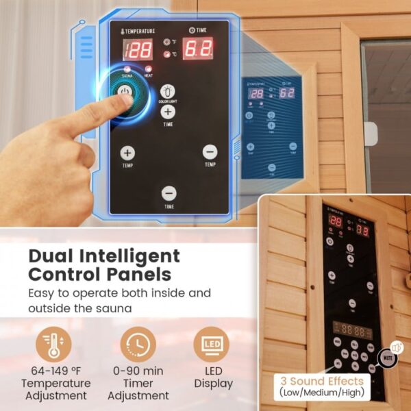 1 Person - Far Infrared Sauna - Canadian Hemlock with Chromotherapy - Image 7