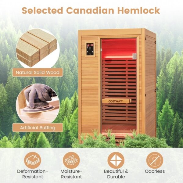 1 Person - Far Infrared Sauna - Canadian Hemlock with Chromotherapy - Image 6
