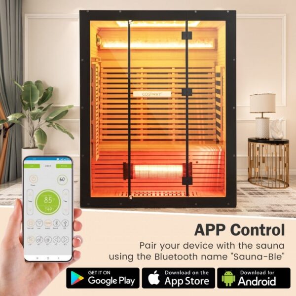 3-4 Person Full Spectrum Infrared Sauna w/ Red Light And Himalayan Salt Bar - Low EMF - Image 9