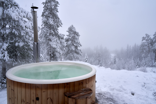 Outdoor hot tub in Calgary