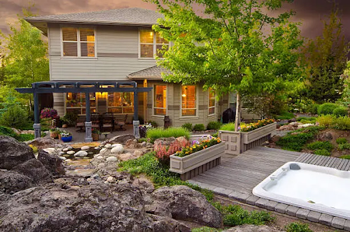 A cozy backyard hot tub in Calgary