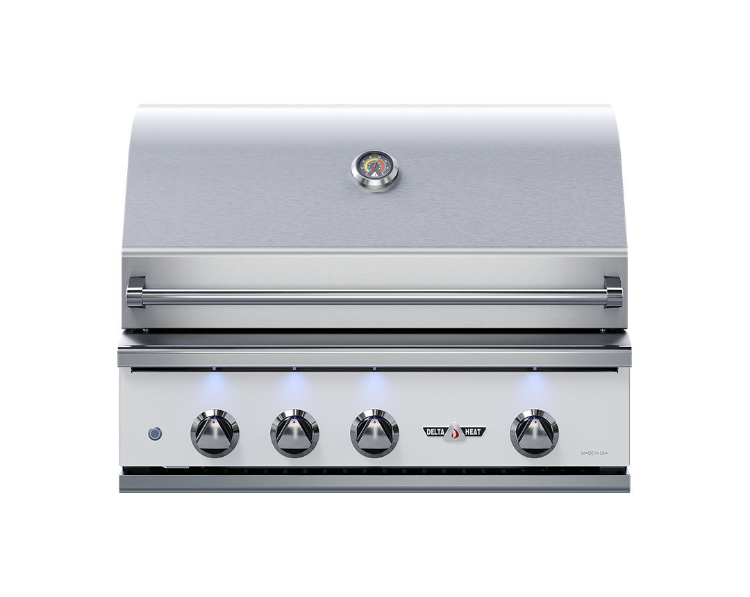 32" Delta Heat Gas Grill with Infrared Rotisserie, White Control Panel