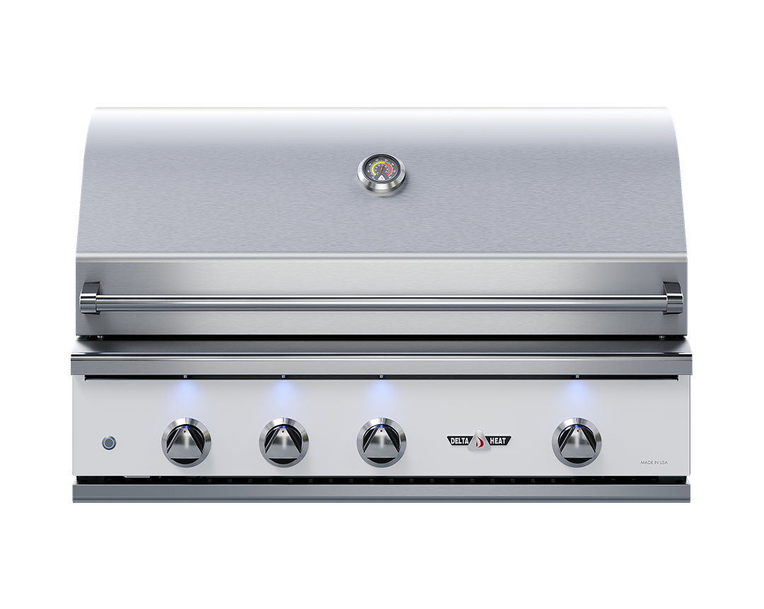 38" Delta Heat Gas Grill with Infrared Rotisserie, White Control Panel