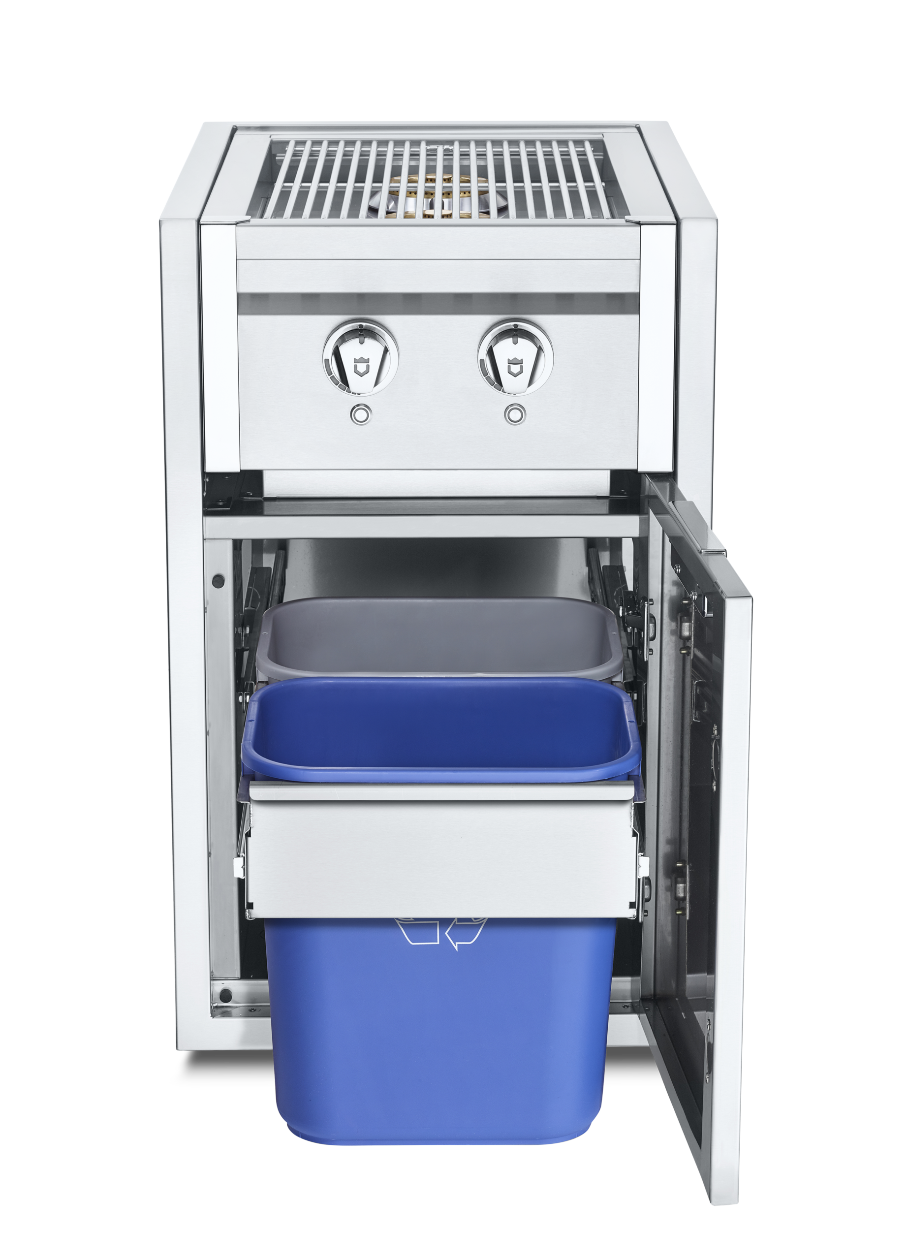 Crown Verity Infinite Series small cabinet with dual side burner, garbage holder and light package