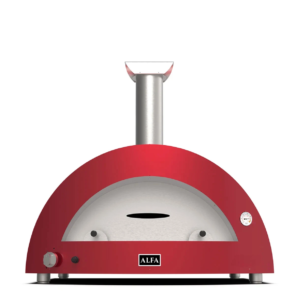 Alfa Forni Moderno 5 Pizze natural gas pizza oven in red, front view